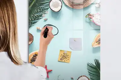 Pizarra magnética de cristal borrable diseño composición de verano