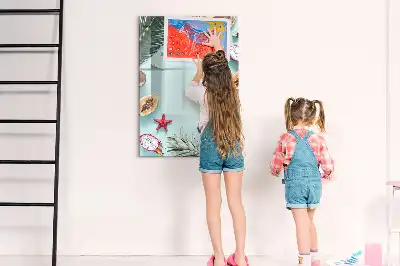 Pizarra magnética de cristal borrable diseño composición de verano