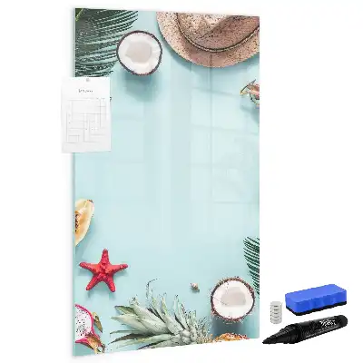 Pizarra magnética de cristal borrable diseño composición de verano