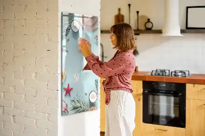 Pizarra magnética de cristal borrable diseño composición de verano