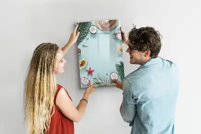 Pizarra magnética de cristal borrable diseño composición de verano