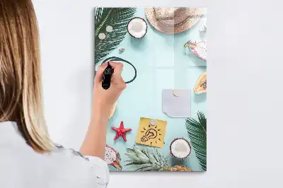 Pizarra magnética de cristal borrable diseño composición de verano