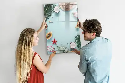 Pizarra magnética de cristal borrable diseño composición de verano