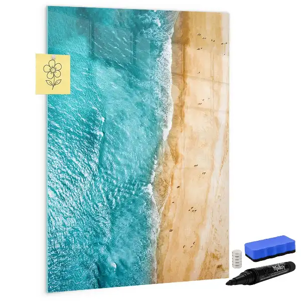 Pizarra magnética decorativa con rotulador de diseño playa marina