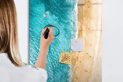 Pizarra magnética decorativa con rotulador de diseño playa marina