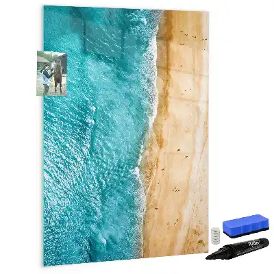 Pizarra magnética decorativa con rotulador de diseño playa marina