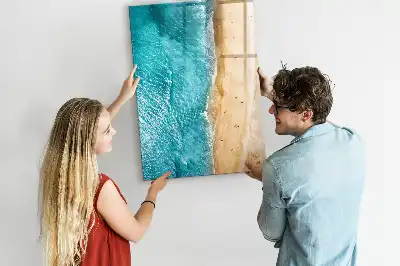 Pizarra magnética decorativa con rotulador de diseño playa marina