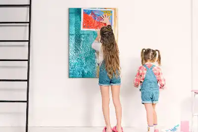 Pizarra magnética decorativa con rotulador de diseño playa marina