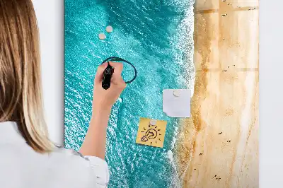 Pizarra magnética decorativa con rotulador de diseño playa marina