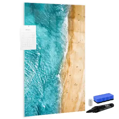 Pizarra magnética decorativa con rotulador de diseño playa marina