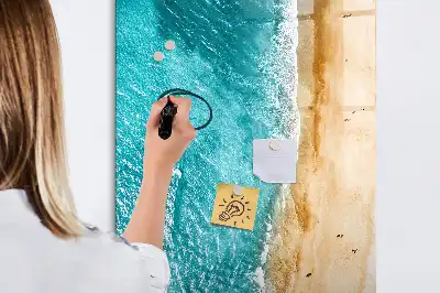 Pizarra magnética decorativa con rotulador de diseño playa marina