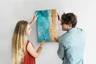 Pizarra magnética decorativa con rotulador de diseño playa marina