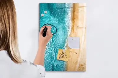 Pizarra magnética decorativa con rotulador de diseño playa marina