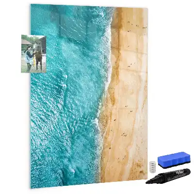 Pizarra magnética decorativa con rotulador de diseño playa marina