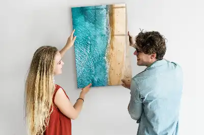Pizarra magnética decorativa con rotulador de diseño playa marina