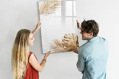Pizarra magnética de cristal borrable diseño hojas doradas