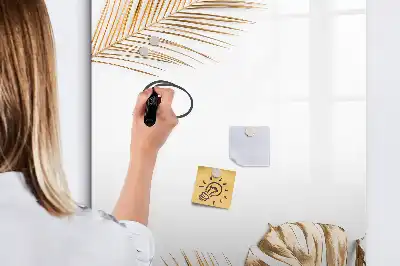 Pizarra magnética de cristal borrable diseño hojas doradas