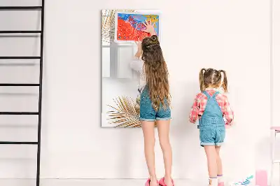 Pizarra magnética de cristal borrable diseño hojas doradas