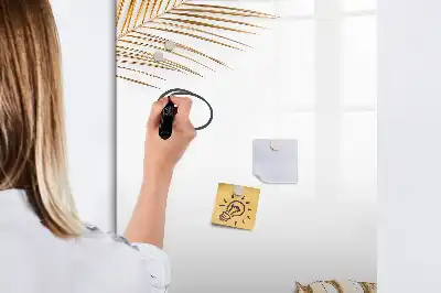 Pizarra magnética de cristal borrable diseño hojas doradas