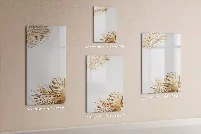 Pizarra magnética de cristal borrable diseño hojas doradas