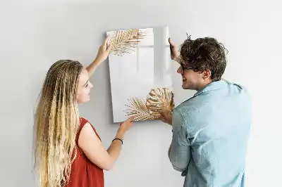 Pizarra magnética de cristal borrable diseño hojas doradas