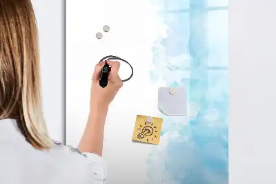 Pizarra magnética decorativa con diseño de manchas de acuarela y rotulador