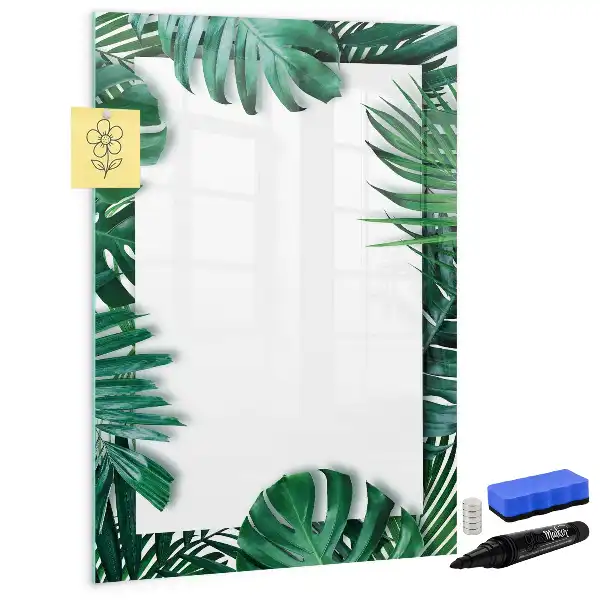 Pizarra magnética decorativa con diseño de marco de monstera y rotulador incluido
