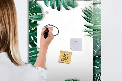 Pizarra magnética decorativa con diseño de marco de monstera y rotulador incluido