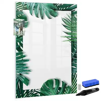 Pizarra magnética decorativa con diseño de marco de monstera y rotulador incluido