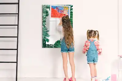Pizarra magnética decorativa con diseño de marco de monstera y rotulador incluido