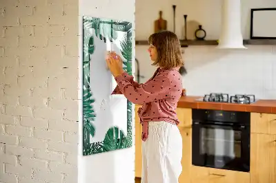 Pizarra magnética decorativa con diseño de marco de monstera y rotulador incluido