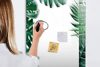 Pizarra magnética decorativa con diseño de marco de monstera y rotulador incluido