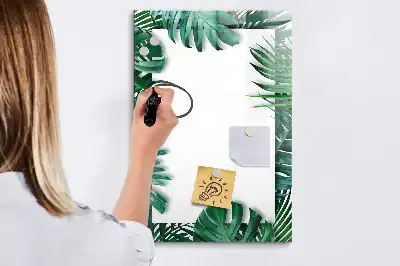 Pizarra magnética decorativa con diseño de marco de monstera y rotulador incluido