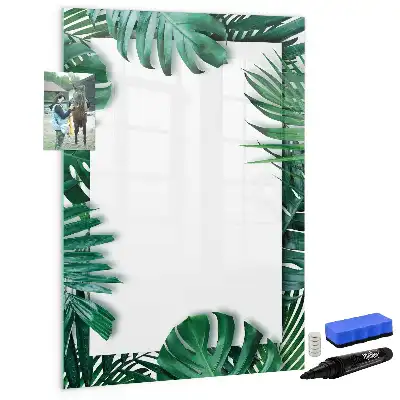 Pizarra magnética decorativa con diseño de marco de monstera y rotulador incluido