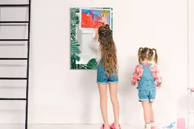 Pizarra magnética decorativa con diseño de marco de monstera y rotulador incluido