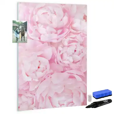Pizarra magnética de cristal borrable decorada con diseño de flores de verano