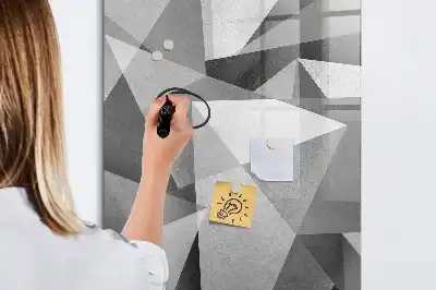 Pizarra magnética borrable de cristal con diseño de abstracción geométrica