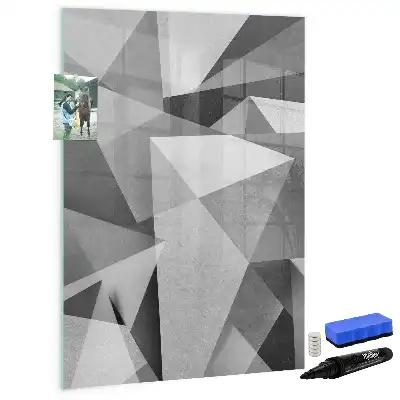 Pizarra magnética borrable de cristal con diseño de abstracción geométrica