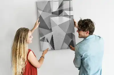 Pizarra magnética borrable de cristal con diseño de abstracción geométrica