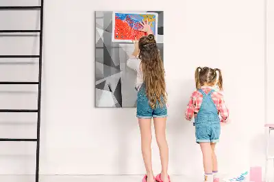 Pizarra magnética borrable de cristal con diseño de abstracción geométrica