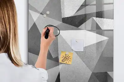 Pizarra magnética borrable de cristal con diseño de abstracción geométrica