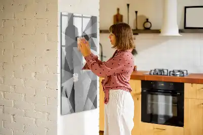 Pizarra magnética borrable de cristal con diseño de abstracción geométrica