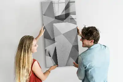 Pizarra magnética borrable de cristal con diseño de abstracción geométrica