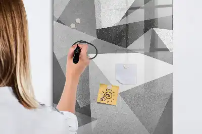 Pizarra magnética borrable de cristal con diseño de abstracción geométrica