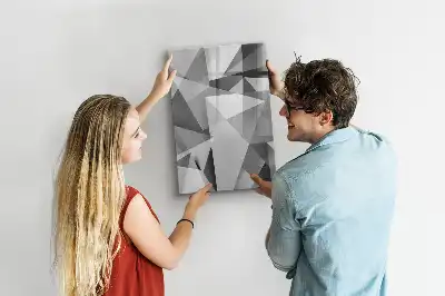 Pizarra magnética borrable de cristal con diseño de abstracción geométrica
