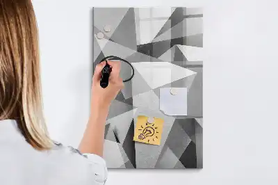Pizarra magnética borrable de cristal con diseño de abstracción geométrica