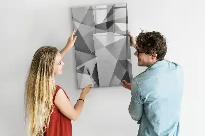 Pizarra magnética borrable de cristal con diseño de abstracción geométrica