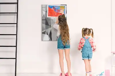 Pizarra magnética borrable de cristal con diseño de abstracción geométrica