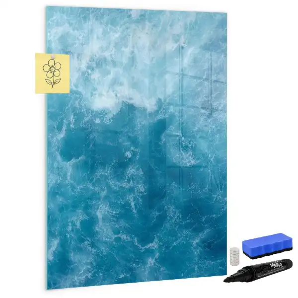 Pizarra magnética borrable de cristal con diseño de agua de mar y océano