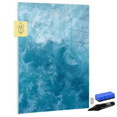Pizarra magnética borrable de cristal con diseño de agua de mar y océano